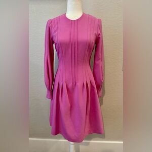 NWT Lela Rose Long Sleeve Seamed Detail Dress Fit & Flare Orchid Size 0 F